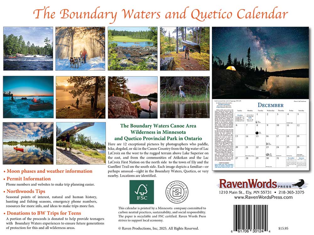 2026-Cal-back-cove Boundary Waters & Quetico Calendar 2026